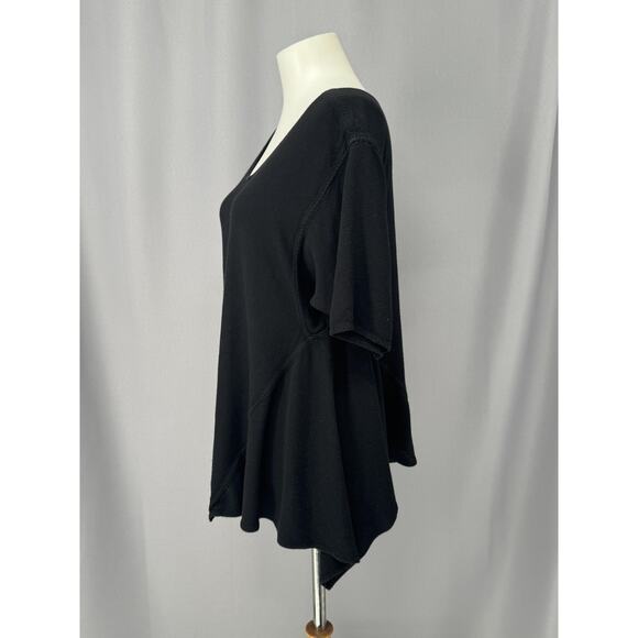 Tienda Ho Shirt Womens One Size Black Tunic Asymmetrical Rayon Cotton Whimsigoth - Picture 2 of 10